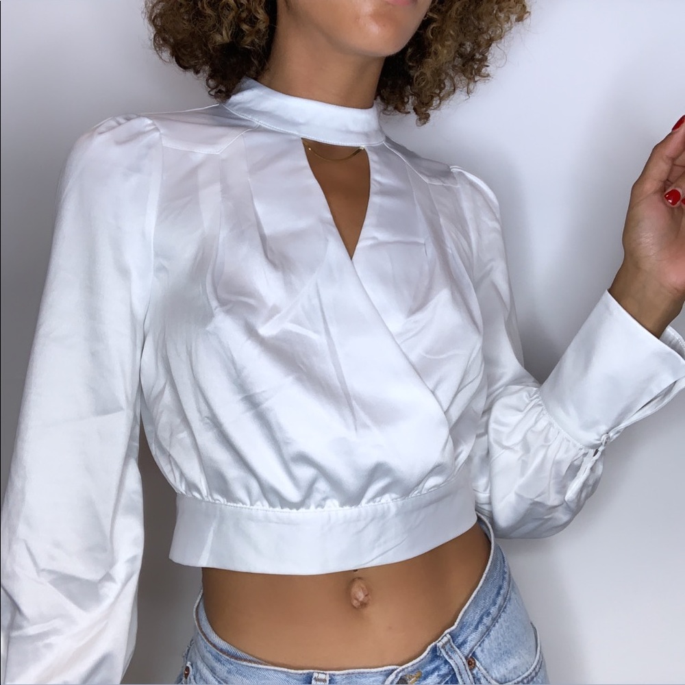 Honey Punch Long Sleeve Open Back Blouse